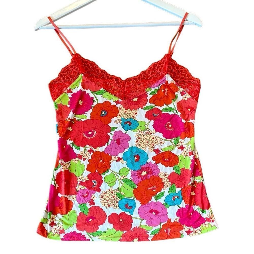 Josie Natori NWOT floral lace trim cami size small